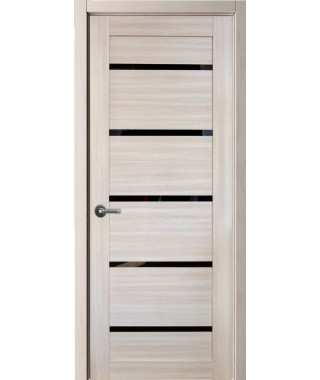 Дверь с ПВХ покрытием 7К (Ясень Крем, черный лакобель) Дверь с ПВХ покрытием 7К (Ясень Крем, черный лакобель)